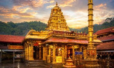 The golden sanctum of Kollur Mookambika Temple