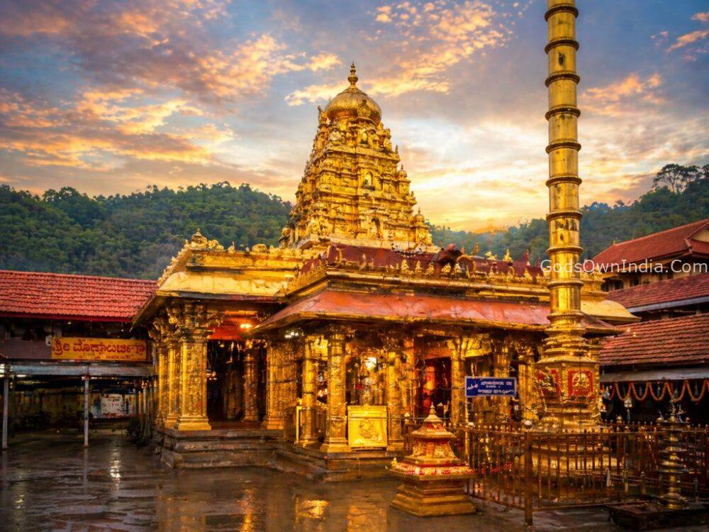 The golden sanctum of Kollur Mookambika Temple